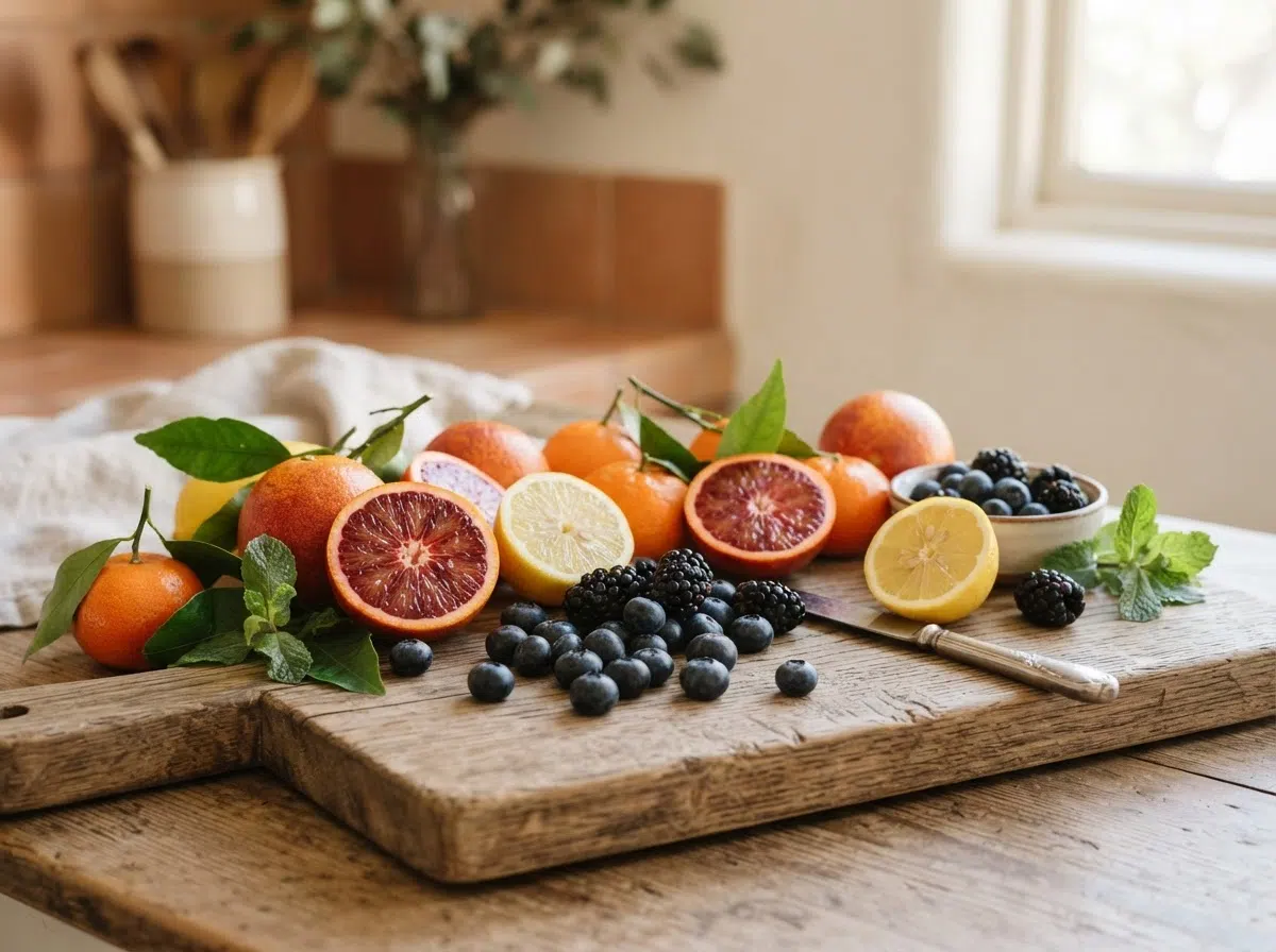 Citrus fruits and berries